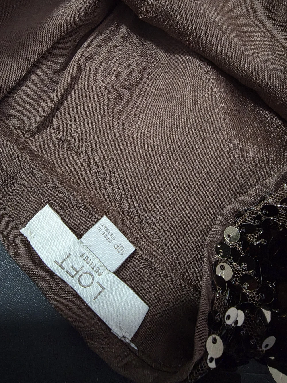 LOFT Brown Sequin Mini Skirt - Picture 6 of 7